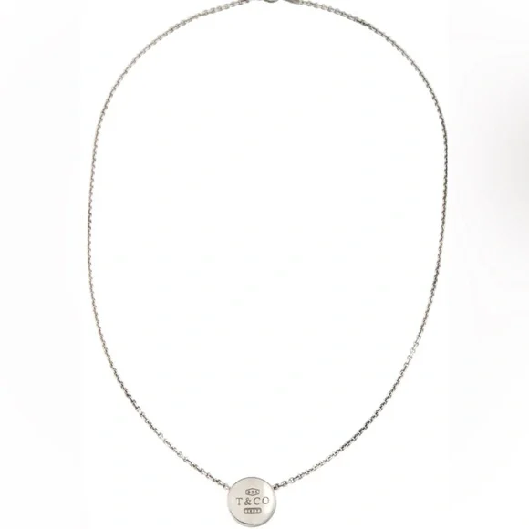 Tiffany & Co. Vintage 925 Silver T & Co. 1837 Concave Round Pendant Necklace - Picture 4 of 12